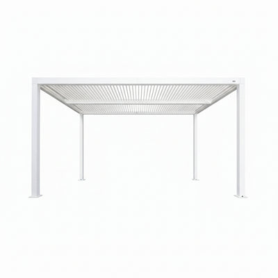 Louvered Pergola Modern White Pergola with Adjustable Roof for Deck Backyard Garden