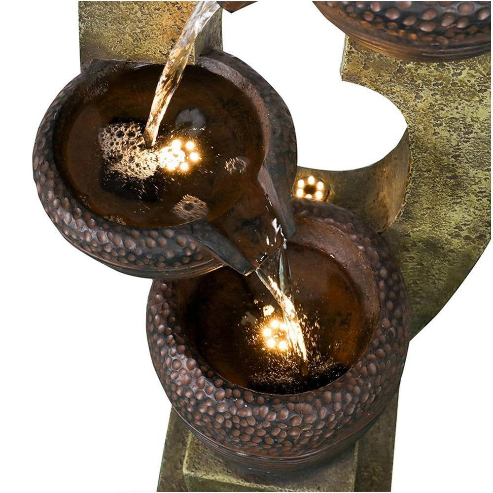 40 In. Tall Modern Waterfall Outdoor Garden Fountain with Contemporary Design for Patio Garden