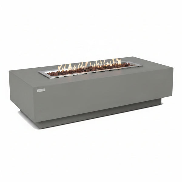 Granville Fire Table Outdoor Fire Pit 60" X 27" Cast Concrete Firepit Includes Lava Rocks 45,000 Btus Outdoor Fireplace for Patio Furniture Set, Deck, Porch, Outdoor Heater - Natural Gas