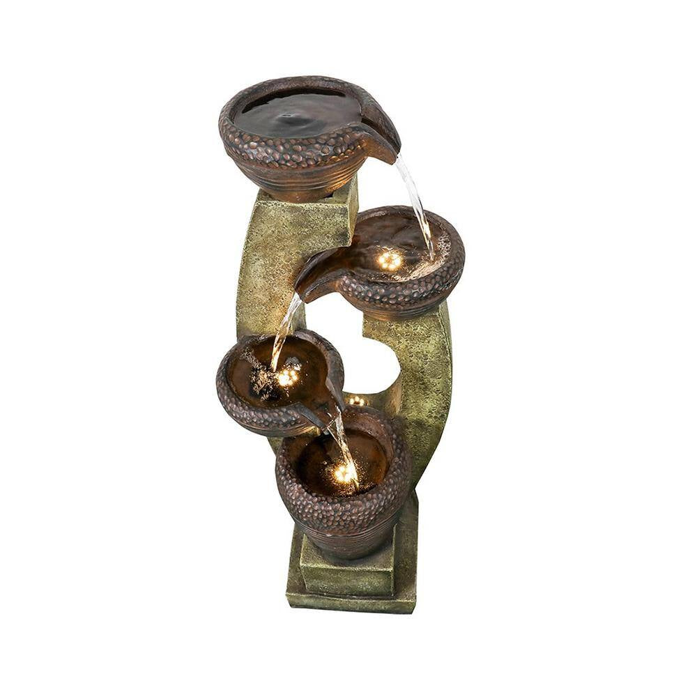 40 In. Tall Modern Waterfall Outdoor Garden Fountain with Contemporary Design for Patio Garden