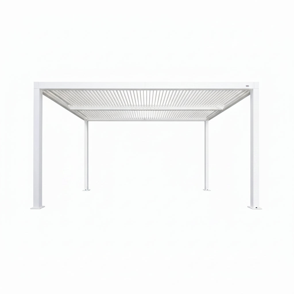 Louvered Pergola Modern White Pergola with Adjustable Roof for Deck Backyard Garden