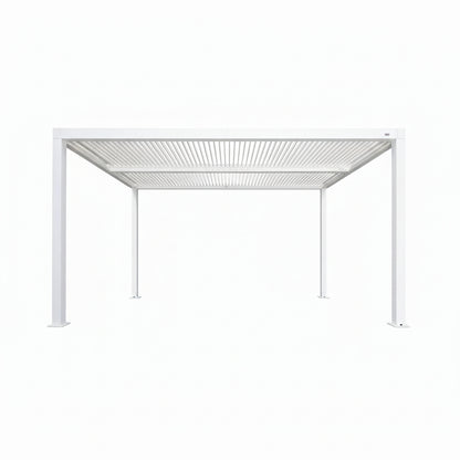 Louvered Pergola Modern White Pergola with Adjustable Roof for Deck Backyard Garden