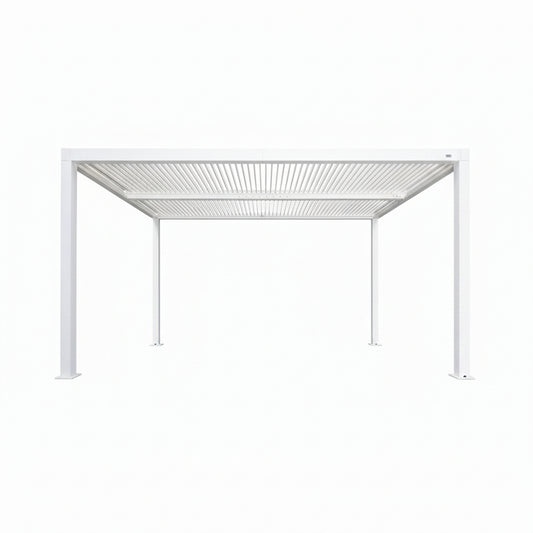 Louvered Pergola Modern White Pergola with Adjustable Roof for Deck Backyard Garden