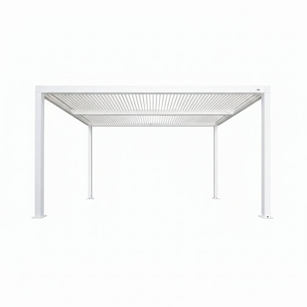 Louvered Pergola Modern White Pergola with Adjustable Roof for Deck Backyard Garden