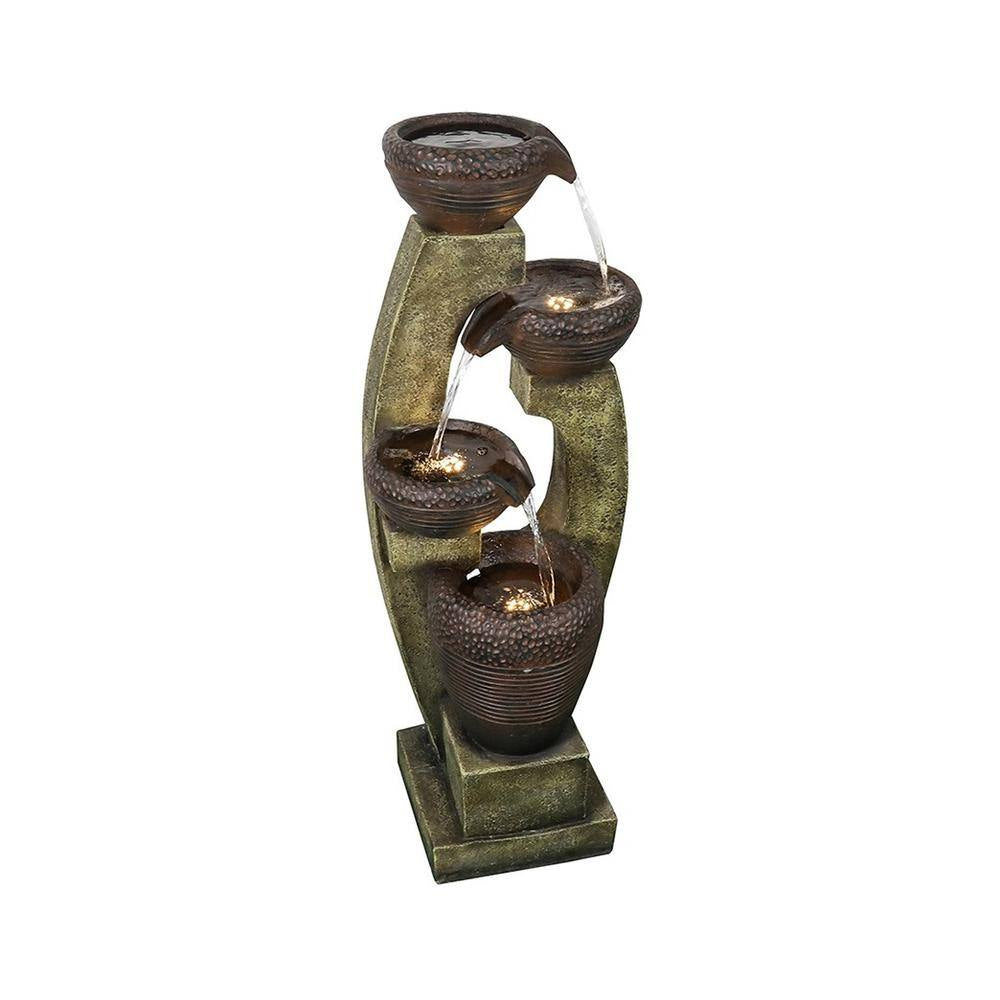 40 In. Tall Modern Waterfall Outdoor Garden Fountain with Contemporary Design for Patio Garden