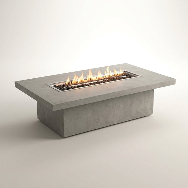 Hampton Fire Table Outdoor Fire Pit 56" X 32" Cast Concrete Firepit Includes Lava Rocks 45,000 Btus Outdoor Fireplace for Patio Furniture Set, Deck, Porch, Outdoor Heater - Liquid Propane — Studio Shot