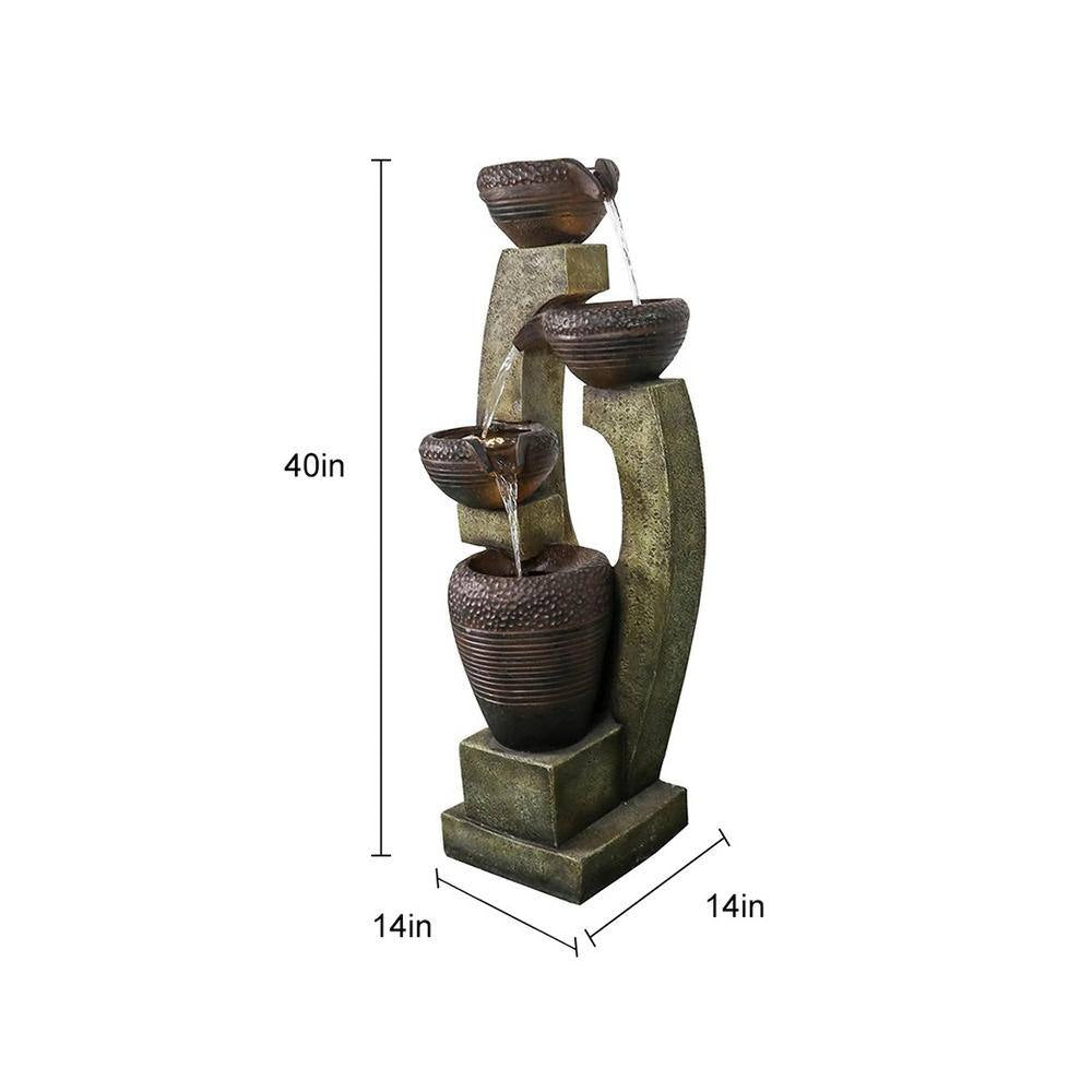 40 In. Tall Modern Waterfall Outdoor Garden Fountain with Contemporary Design for Patio Garden