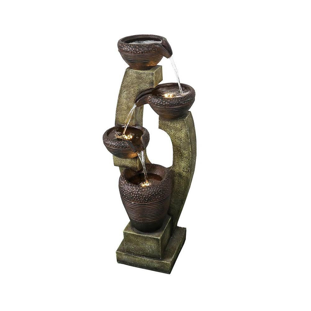 40 In. Tall Modern Waterfall Outdoor Garden Fountain with Contemporary Design for Patio Garden