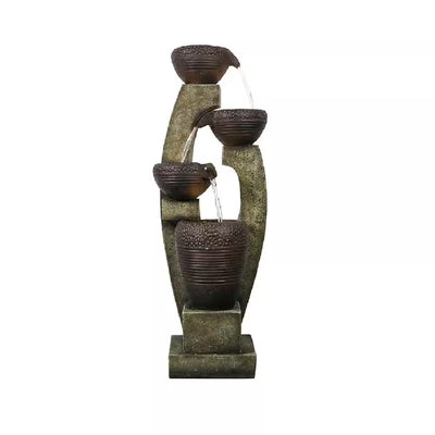 40 In. Tall Modern Waterfall Outdoor Garden Fountain with Contemporary Design for Patio Garden